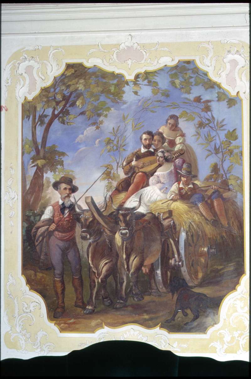 Concerto su carro trainato dai buoi (dipinto) di Larese Moretti Lorenzo - ambito veneto (sec. XIX)