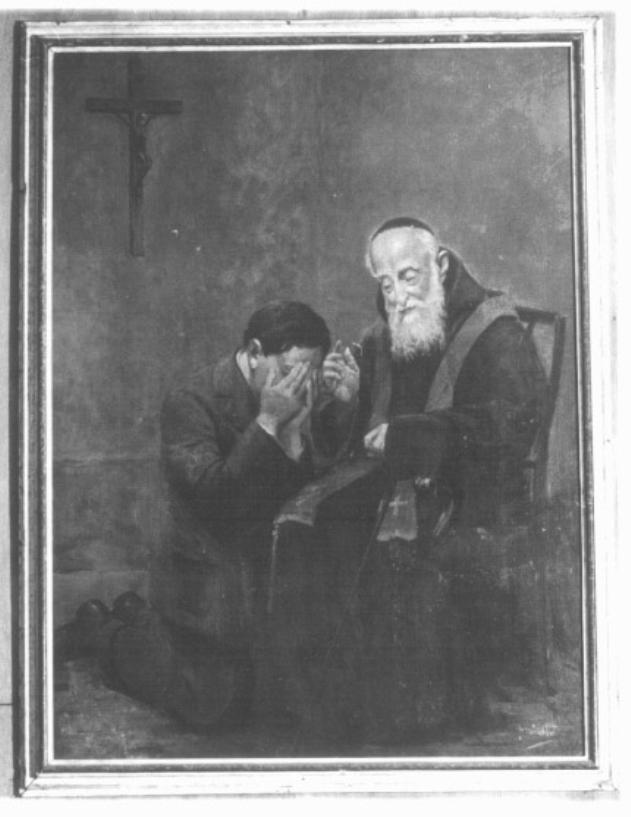 ritratto di Padre Leopoldo Mandic in confessione (dipinto) - ambito veneto (sec. XX)