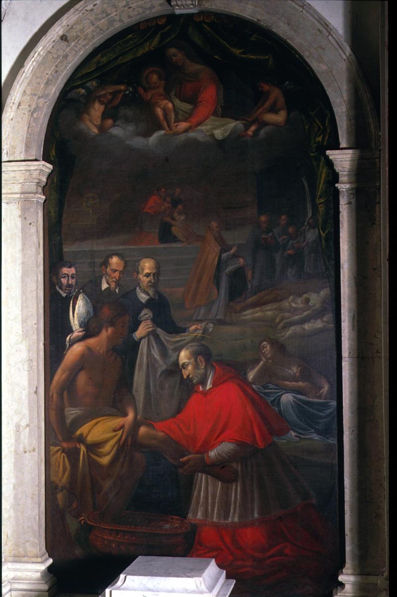 San Carlo Borromeo tra gli appestati (dipinto) di Damini Pietro (attribuito) - ambito veneto (sec. XVII)