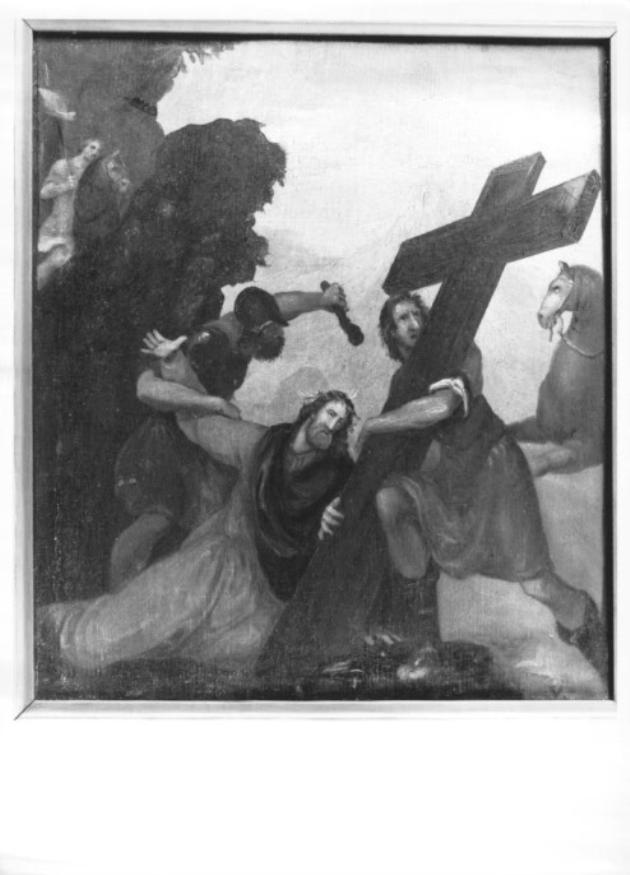 V stazione: Gesù aiutato dal Cireneo a portare la croce (dipinto) - ambito veneto (prima metà sec. XIX)