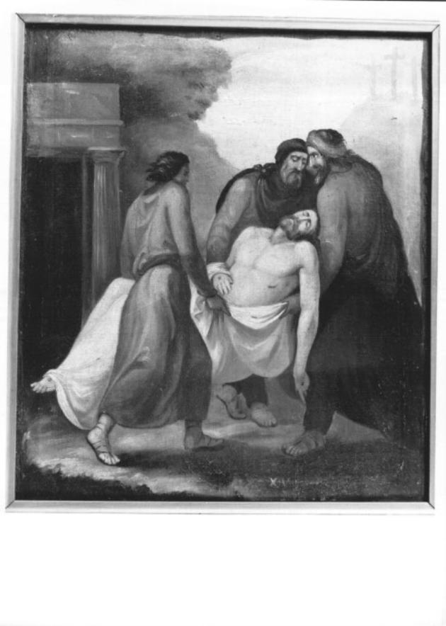 stazione XIV: Gesù deposto nel sepolcro (dipinto) - ambito veneto (prima metà sec. XIX)