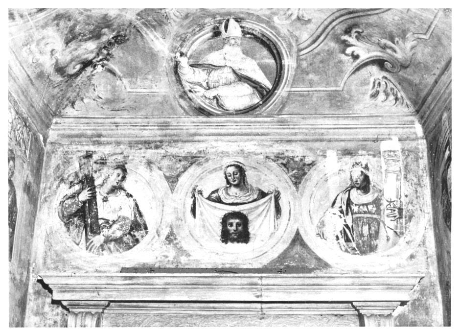 santo vescovo, Fede , Santa Veronica, Fortezza entro clipei (dipinto) - ambito veneto (seconda metà sec. XVI)
