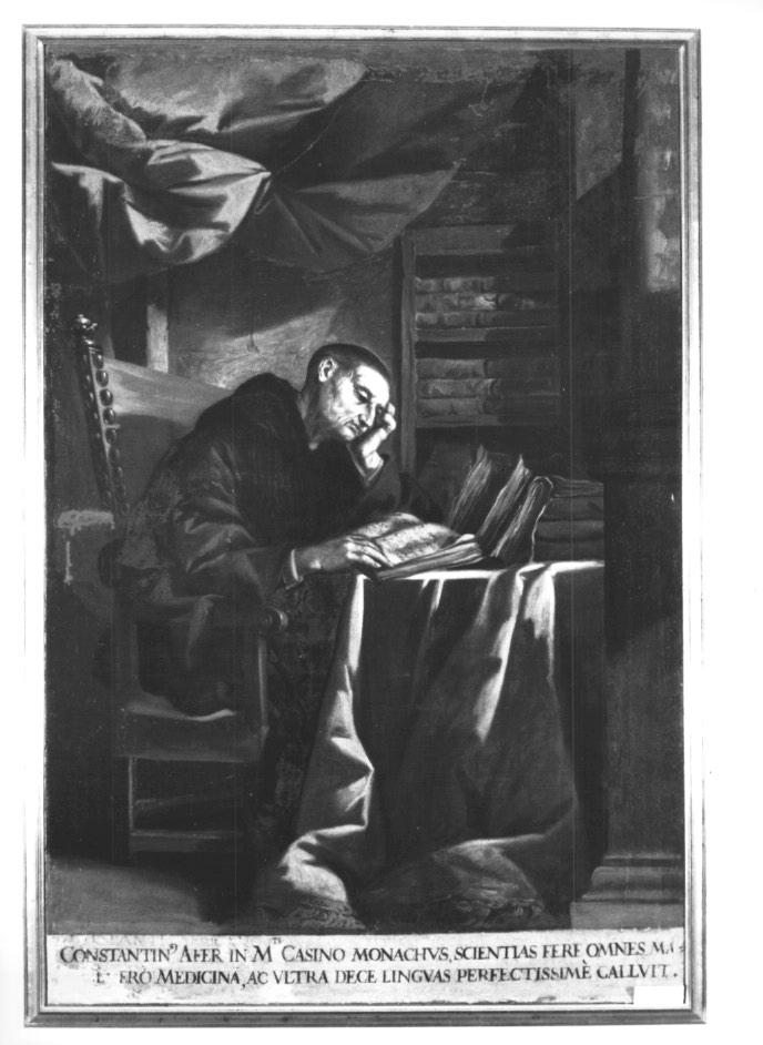 monaco benedettino Costantino Afer intento allo studio (dipinto) - ambito veneto (inizio sec. XVII)