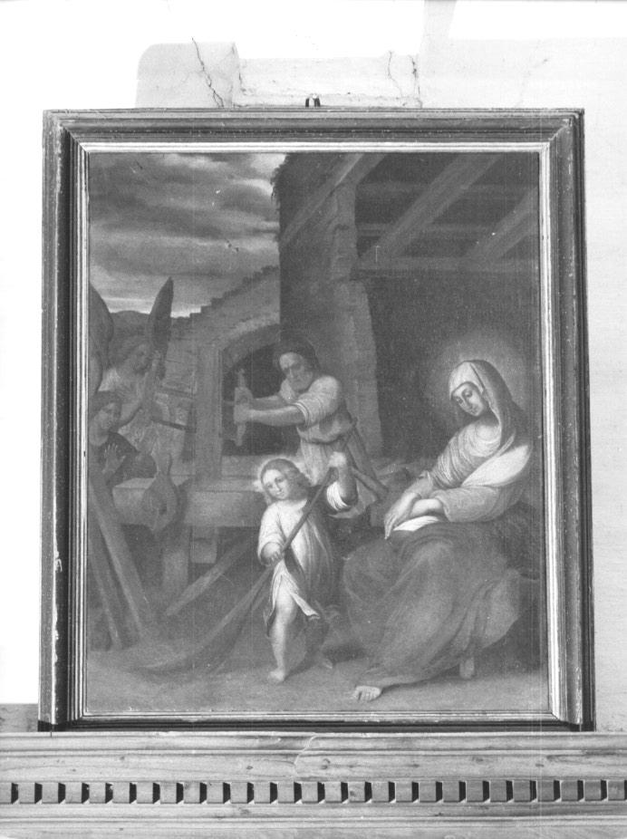 Gesù fanciullo nella bottega di San Giuseppe con la Madonna (dipinto) - ambito veneto (seconda metà sec. XVI)