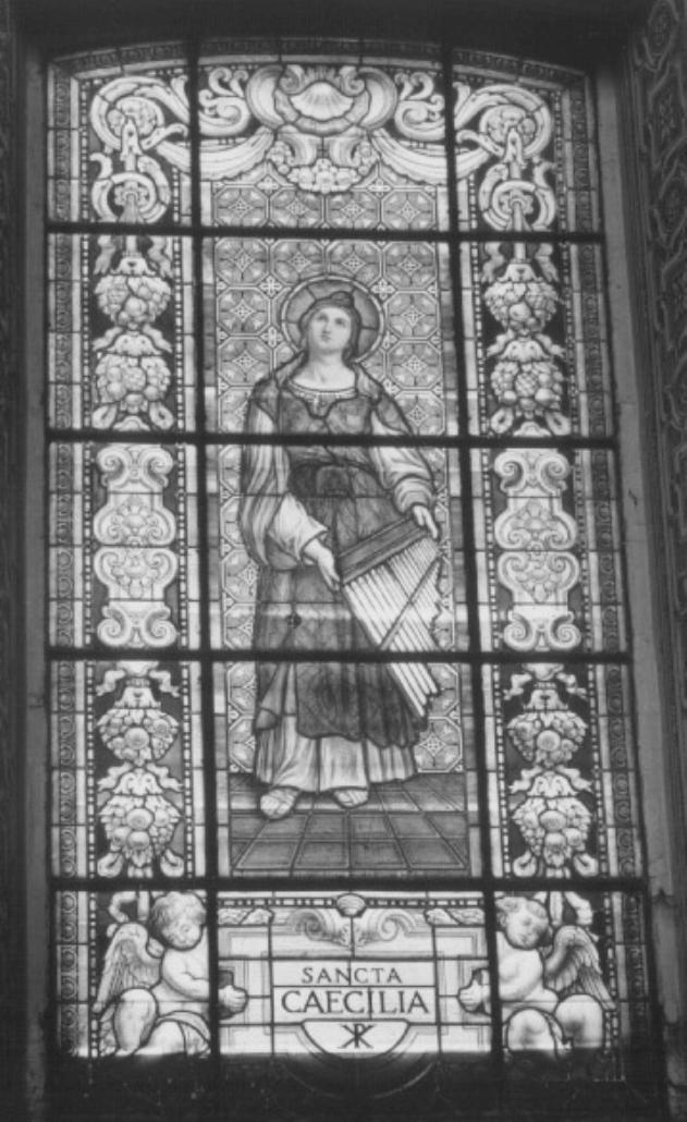 Santa Cecilia (vetrata) di Giuliani Giulio, Cisterna Eugenio (sec. XX)