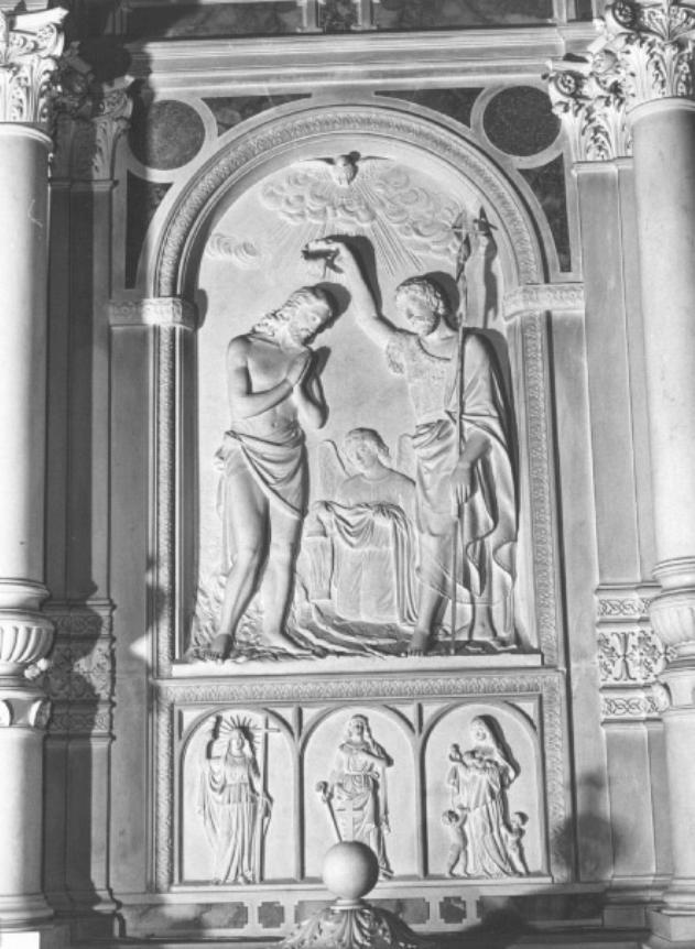 battesimo di Cristo (rilievo) di Possamai Paolo (sec. XX)