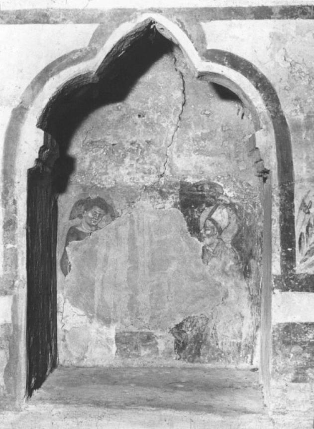 San Nicola e devoto (dipinto, frammento) - ambito veneto (sec. XV)