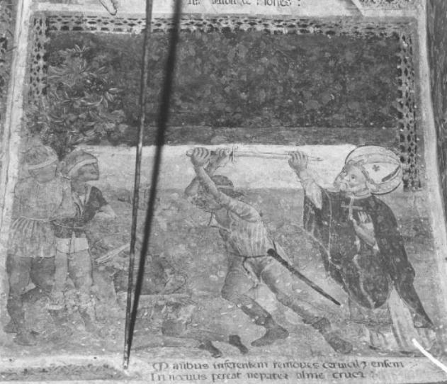 Storia di San Nicola: San Nicola salva tre cavalieri (dipinto, frammento) - ambito veneto (sec. XV)
