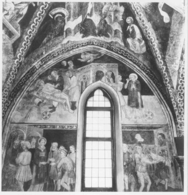 San Lorenzo e i poveri davanti al tiranno (dipinto) di Maestro Del Martirio Di San Lorenzo (sec. XV)
