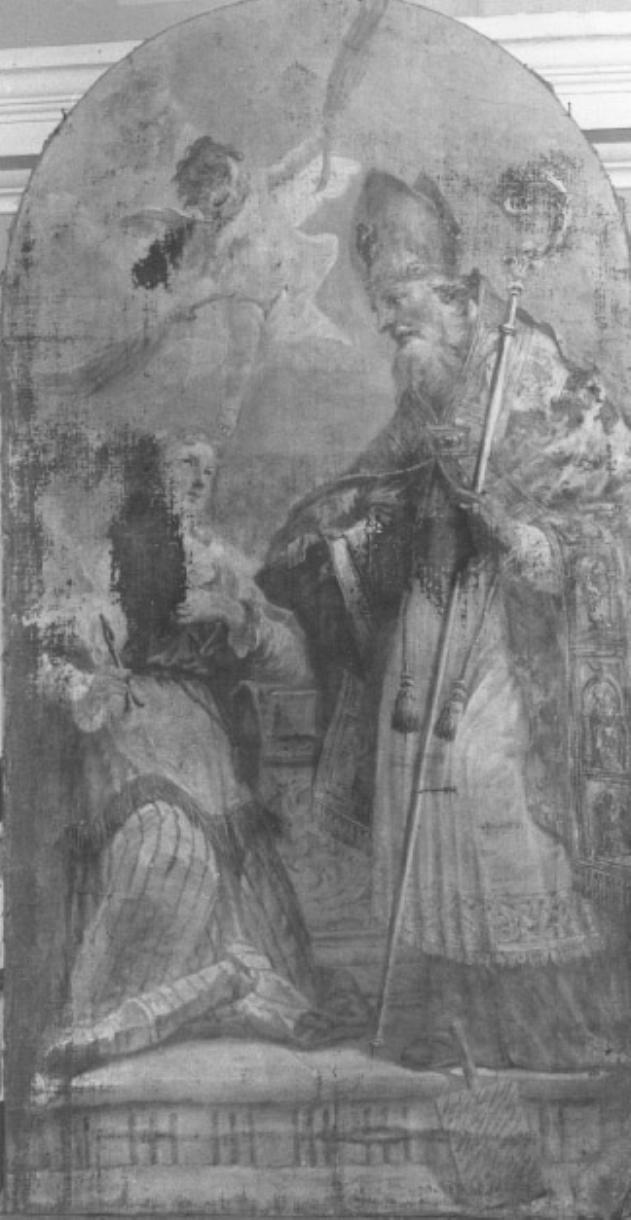 Sant'Anastasia, santo vescovo e angelo (dipinto) di Diziani Gaspare (maniera) (sec. XVIII)