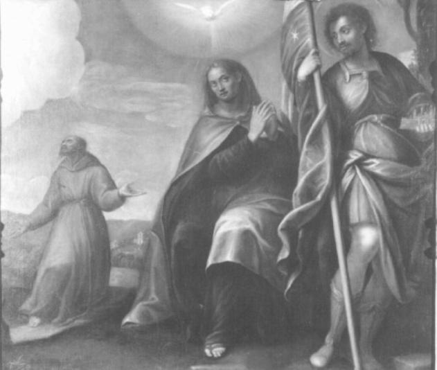 Madonna tra San Francesco e San Liberale (dipinto) di Spineda Ascanio (attribuito) (primo quarto sec. XVII)