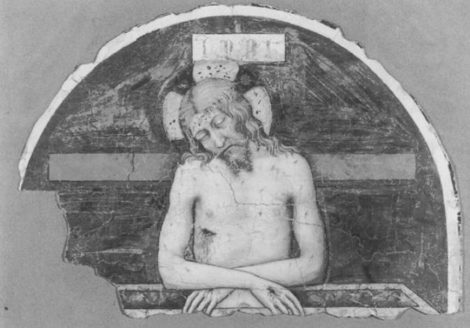 Cristo morto (dipinto, frammento) di Tommaso Da Modena (attribuito) (sec. XIV)