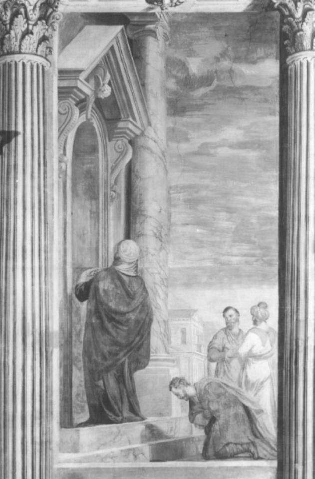 Parabola del padrone che intima il congedo al suo fattore (dipinto) di Caliari Benedetto (sec. XVI)