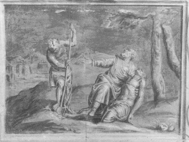 morte di Abele e condanna di Caino (dipinto) di Caliari Benedetto (sec. XVI)