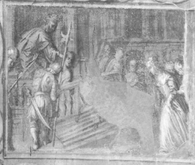 scena con pontefice e guerrieri (dipinto) di Caliari Benedetto (fine sec. XVIII)