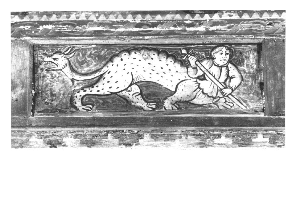 figura fantastica con lancia (dipinto) - ambito veneto (sec. XV)
