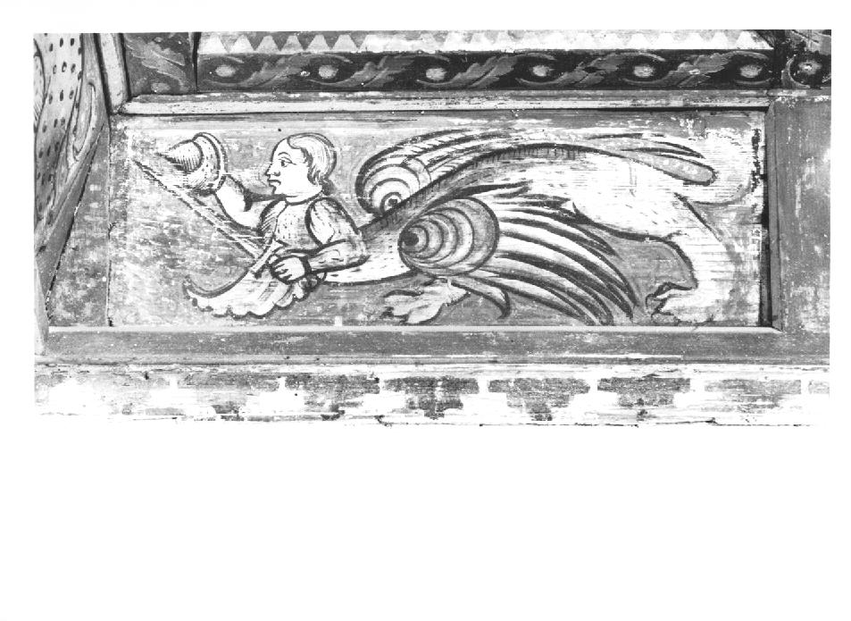 figura fantastica con scudo e spada (dipinto) - ambito veneto (sec. XV)