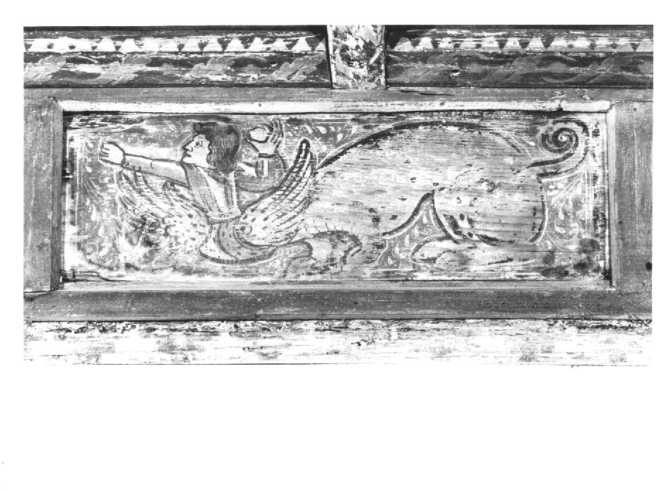 figura fantastica che lancia un sasso (dipinto) - ambito veneto (sec. XV)