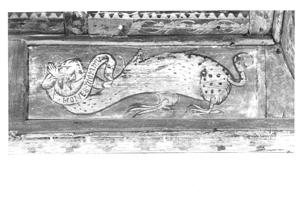 figura fantastica con cartiglio (dipinto) - ambito veneto (sec. XV)