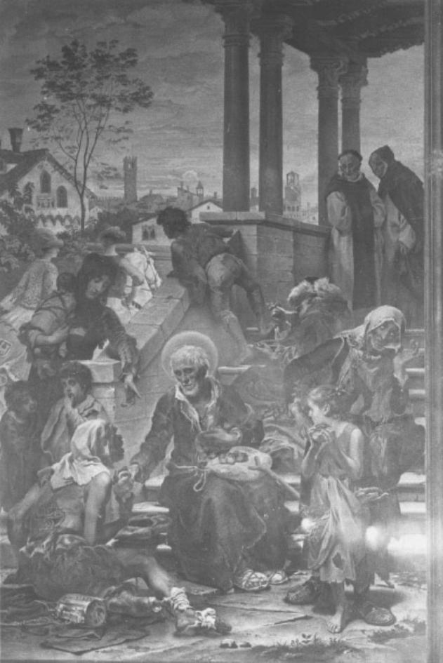 Il Beato Enrico da Bolzano che distribuisce elemo- sine (dipinto) di Seitz Ludovico (sec. XIX)
