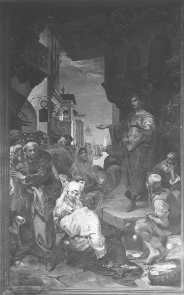 Santo Liberale predica contro gli ariani ad Altino (dipinto) di Seitz Ludovico (sec. XIX)