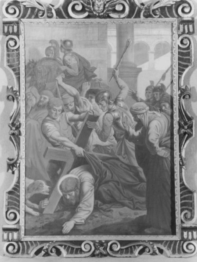 Gesu' cade sotto il peso della croce (dipinto) di Reinhard Heinrich - ambito veneziano (sec. XIX)