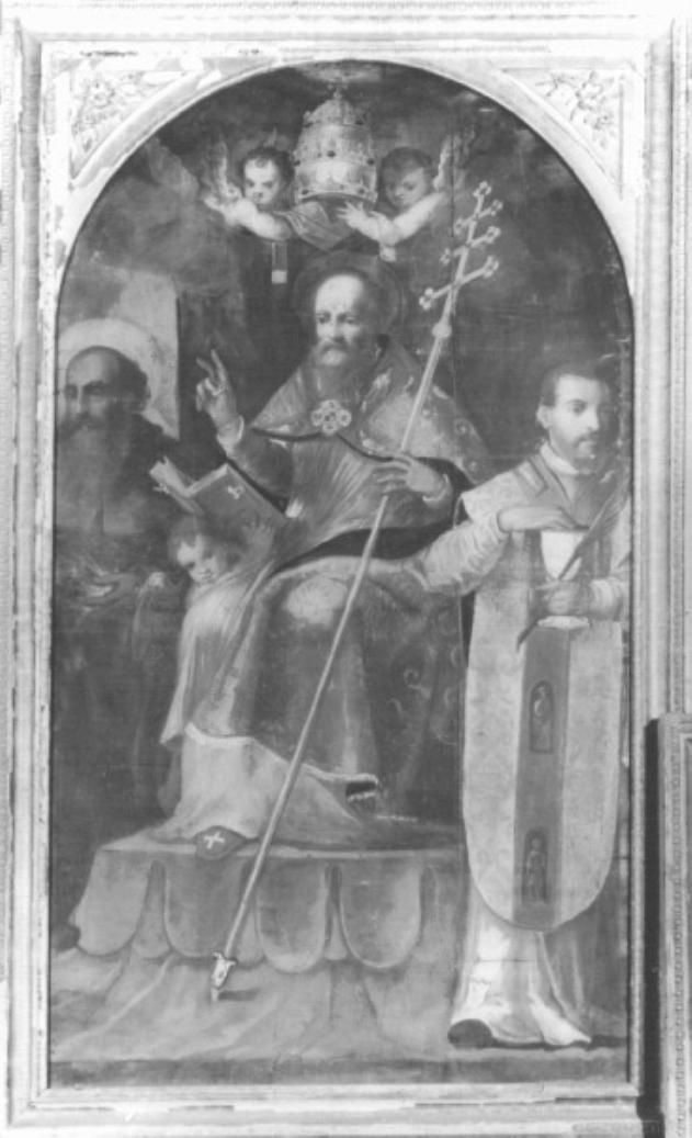 San Silvestro in trono con San Valentino e Sant'Anto- nio abate (dipinto) - bottega veneta (seconda metà sec. XVII)