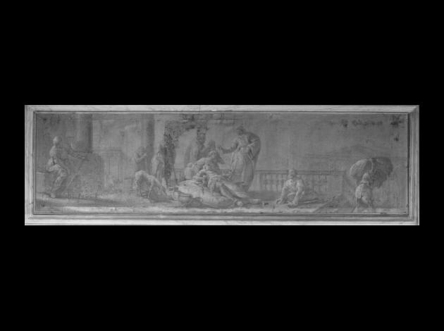 Cristo guarisce il paralitico di Cafarnao (dipinto) di Canal Giambattista (fine sec. XVIII)