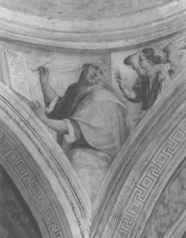 San Matteo e l'angelo (dipinto) di Fiumicelli Ludovico, Melloni Giovanni Pietro (sec. XVI)