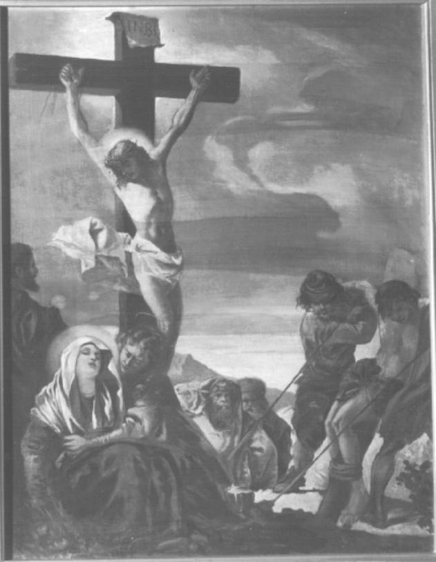 stazione XII: Gesù innalzato e morto in croce (dipinto) di Caliari Paolo Detto Paolo Veronese (maniera) - ambito veneto (ultimo quarto sec. XVI)