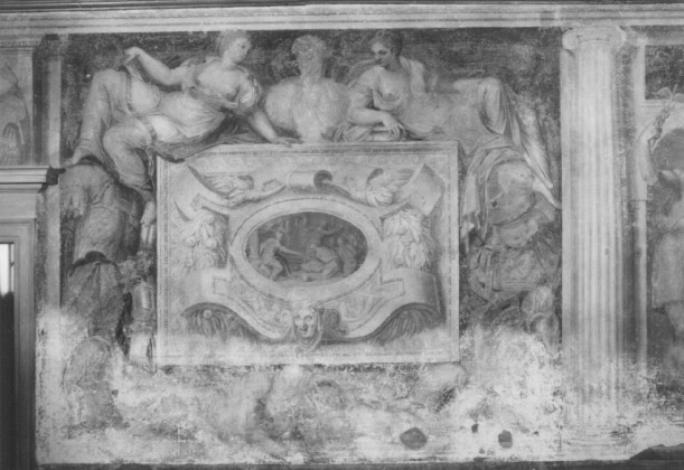 Giulio Cesare/ Figura allegorica femminile; la Virtù/ Figura allegorica fe mmini- le; la Sapienza/ Altri (dipinto) di Zelotti Giambattista (sec. XVI)