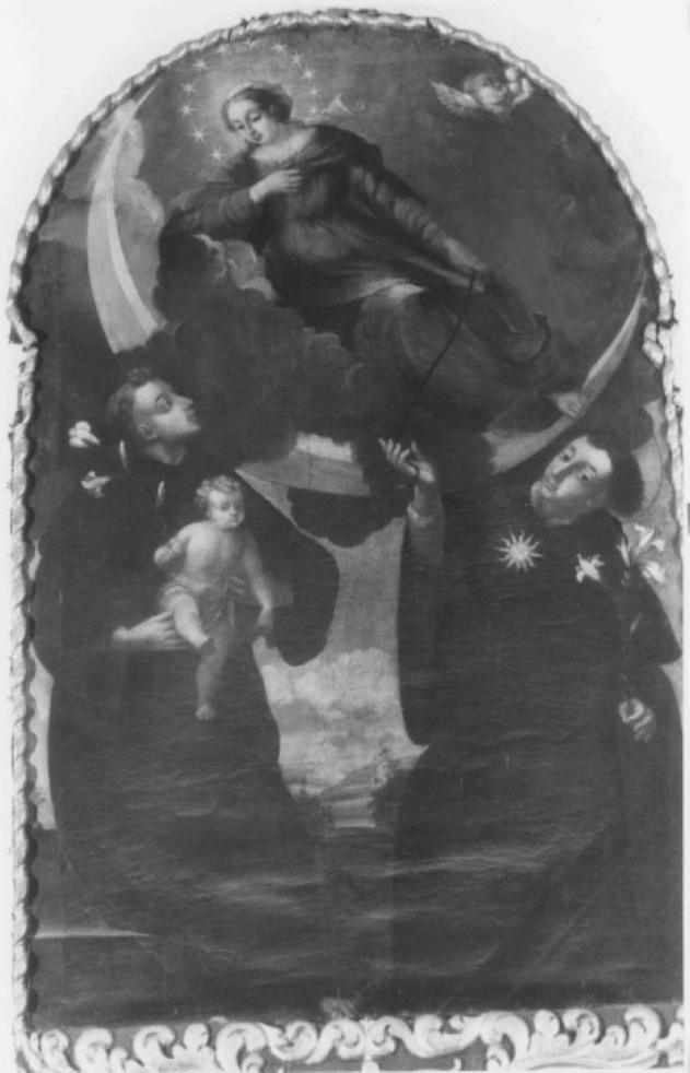 Madonna in gloria con Sant'Antonio da Padova e San Vincenzo Ferreri (dipinto) di Gabrieli Antonio (sec. XVIII)