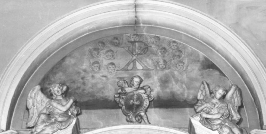 emblema cristologico fra cherubini (dipinto) di Grinzano Antonio (primo quarto sec. XX)
