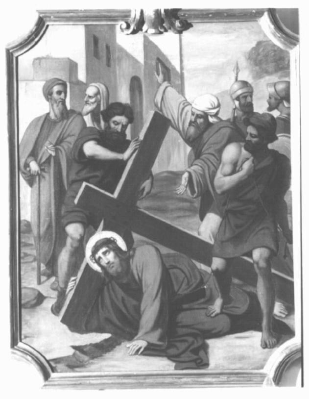 stazione VII: Gesù cade sotto la croce la seconda volta (dipinto) - ambito veneto (sec. XIX)