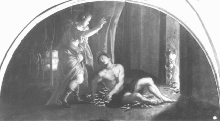 San Francesco tentato (dipinto) di Van Den Dyck Daniele (attribuito) (sec. XVII)