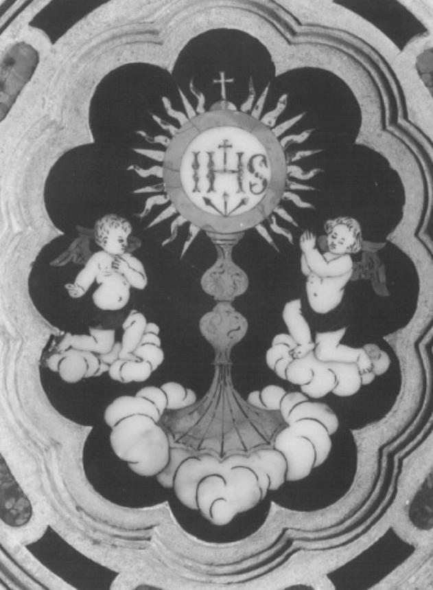 angioletti adoranti il calice eucaristico (decorazione) - ambito veneto (sec. XVIII)