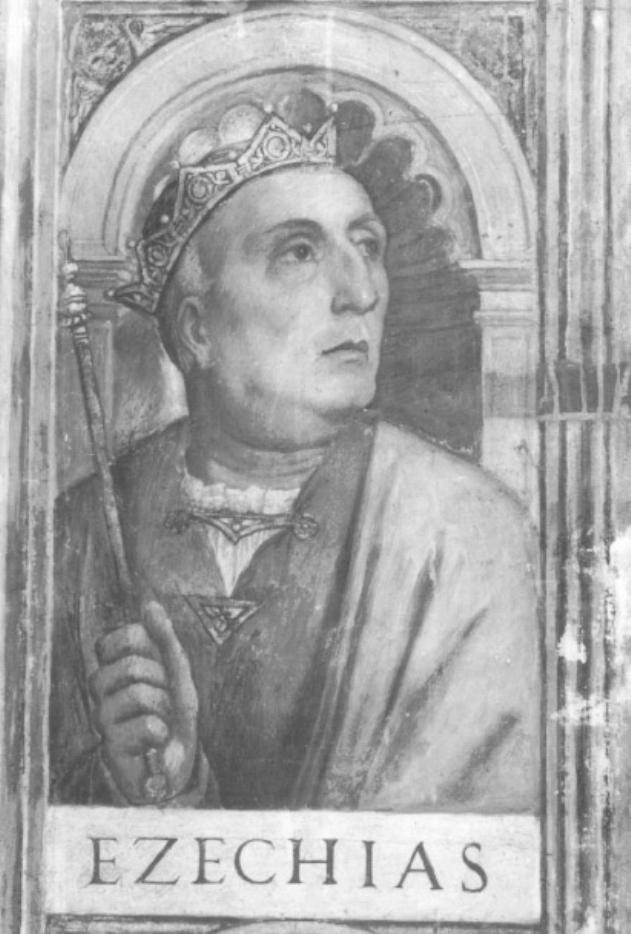 Re Ezechias (dipinto) di Tessari Girolamo detto Girolamo Dal Santo (sec. XVI)