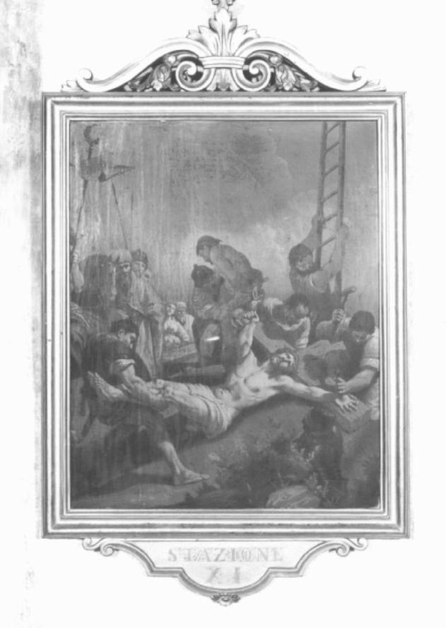 stazione XI: Gesù inchiodato alla croce (dipinto) - ambito padovano (inizio sec. XX)