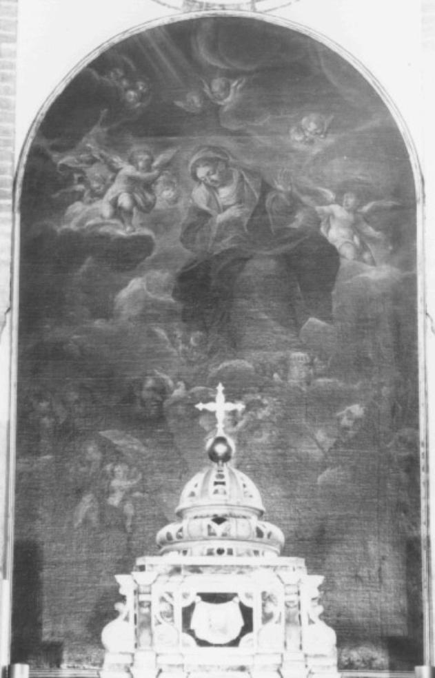 La Madonna appare ai fondatori dell'ordine (dipinto) di Ferrari Luca Detto Luca Da Reggio (maniera) - ambito emiliano (sec. XVII)