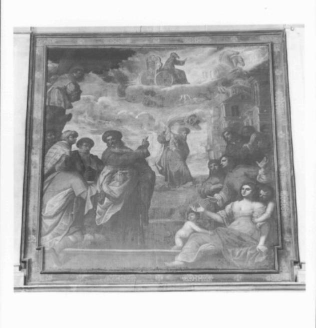 Elia rapito al cielo getta il proprio manto ad Eliseo (dipinto) - ambito veneto (sec. XVII)