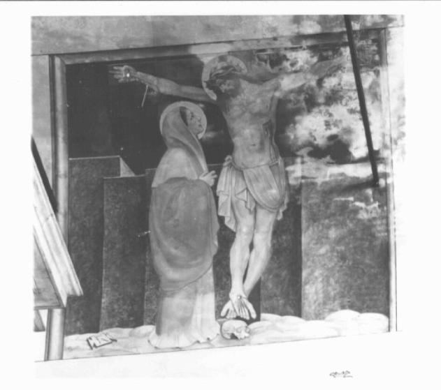 Cristo nCrocifisso e la Madonna (dipinto) di Fasal Antonio Sebastiano (sec. XX)