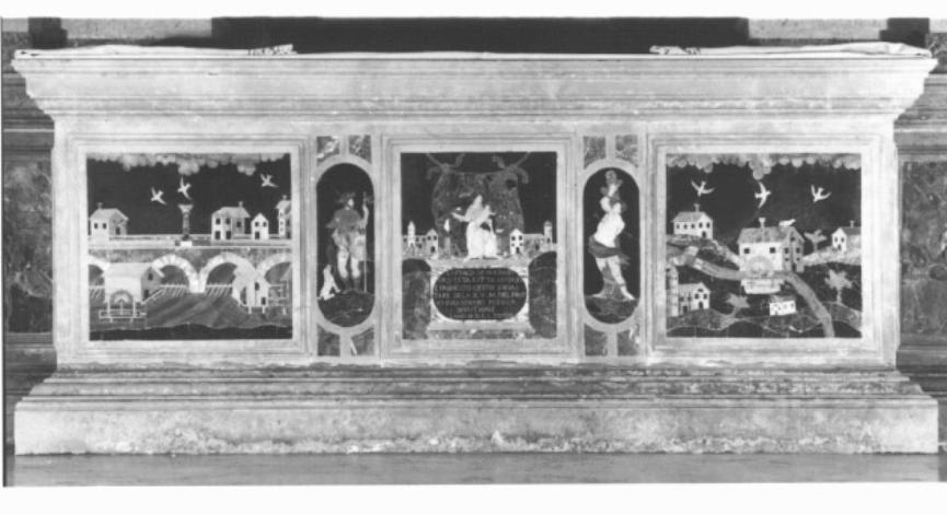 La Madonna con Bambino tra i San Sebastiano e San Rocco (paliotto) - ambito veneto (sec. XVII)