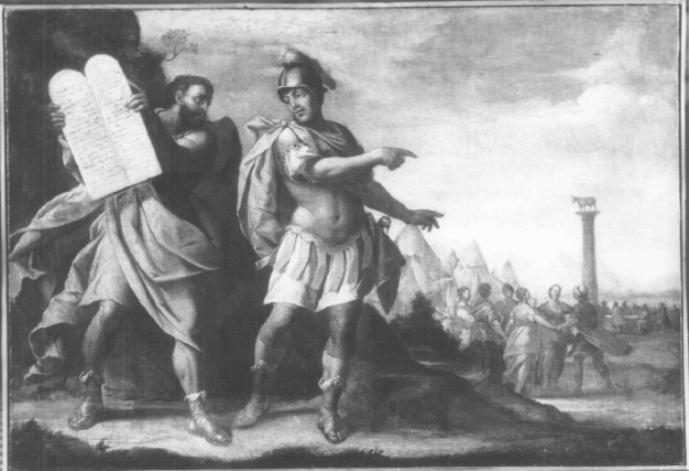 Mosè che mostra le tavole della legge (dipinto) di Molinari Antonio (maniera) (secc. XVII/ XVIII)