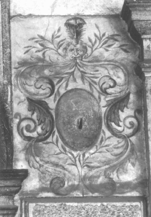 motivi decorativi vegetali e testa d'uomo (dipinto) - ambito feltrino (sec. XVII)