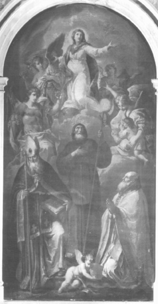 Madonna Assunta tra Santi e angeli (dipinto) di Cogorani Pietro (attribuito) - ambito bellunese (sec. XVIII)