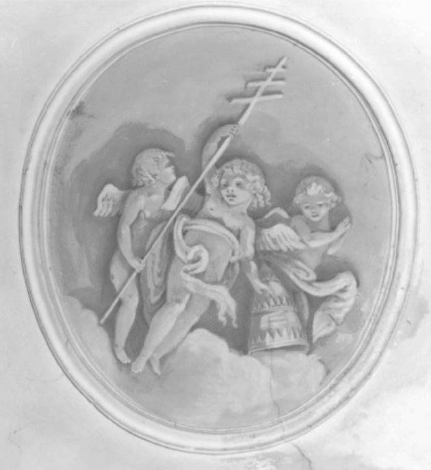 angioletti con simboli del Papato (dipinto) - ambito feltrino (fine/inizio secc. XIX/ XX)
