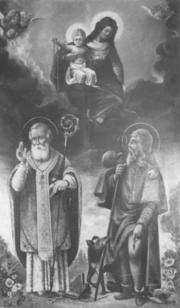 Madonna del Rosario e i Santi Nicolò e Rocco (dipinto) - ambito veneto (secc. XIX/ XX)