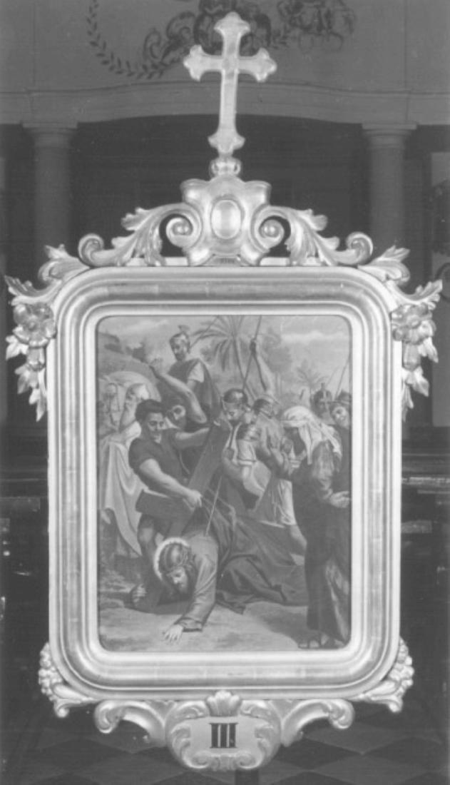 stazione III: Gesù cade sotto la croce la prima volta (stampa a colori) - ambito veneto (ultimo quarto sec. XIX)