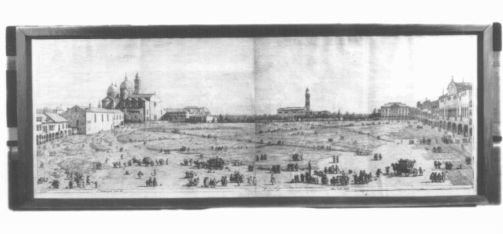 veduta di Prato della Valle con la chiesa di Santa Giustina in Padova (stampa) - ambito veneto (sec. XVIII)