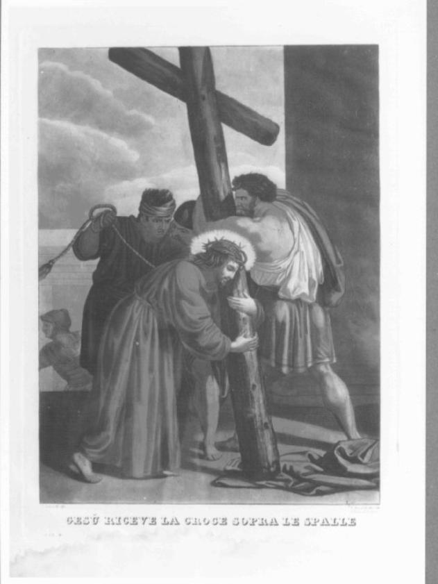 stazione I: Gesù condannato a morte (stampa colorata a mano) - ambito italiano (primo quarto sec. XIX)